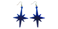 Love For Resin royal blue starburst shaped resin dangle earrings with gold tone hook backings