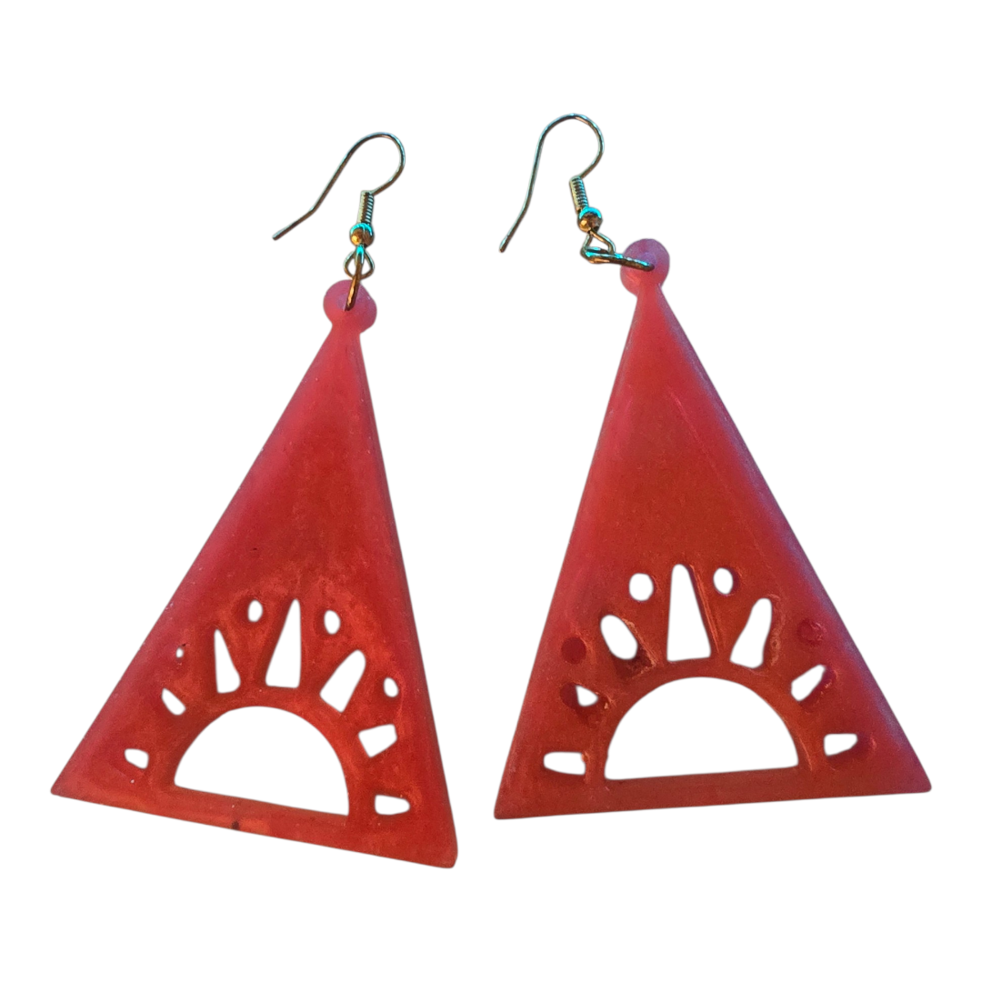 Geometric Sunburst Resin Dangle Earrings