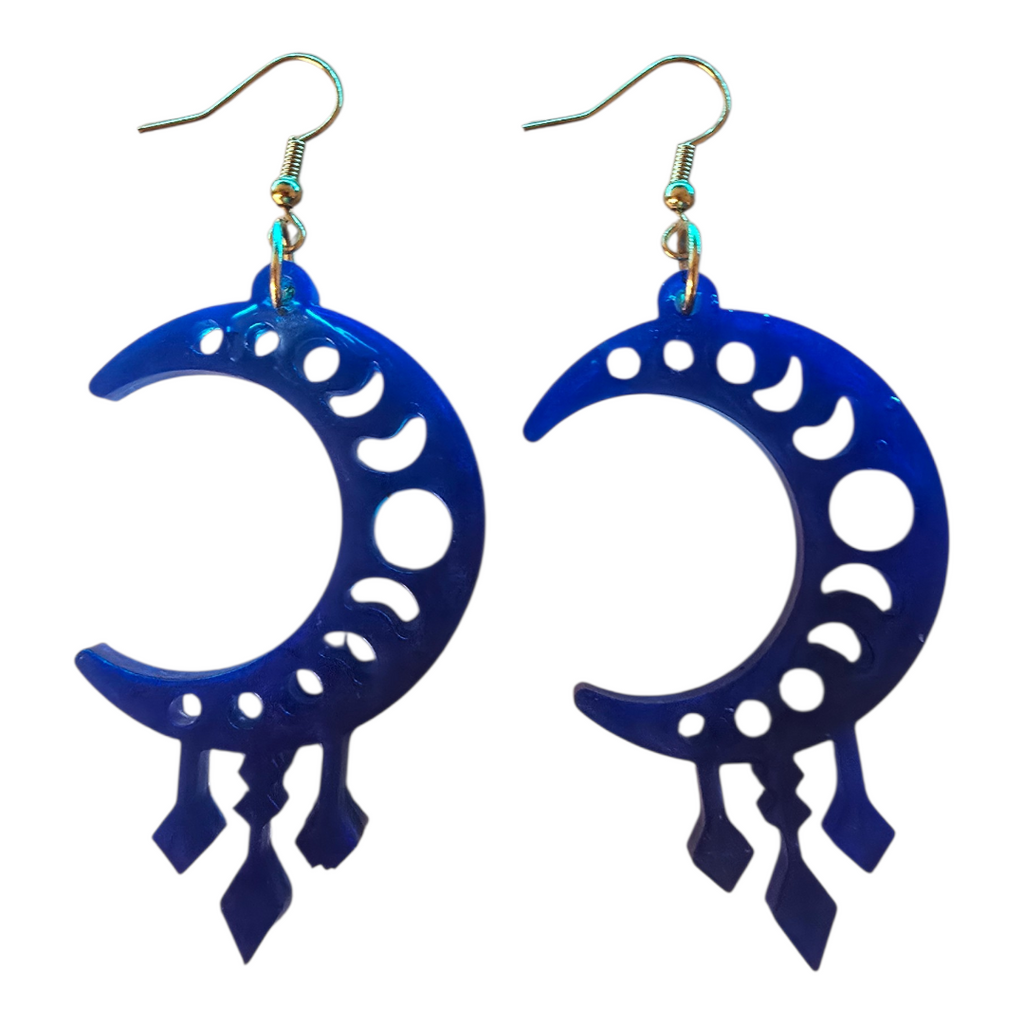 Celestial Moon Phase Resin Dangle Earrings